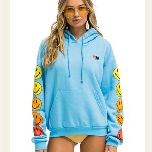 Aviator Nation SMILEY SUNSET RELAXED PULLOVER HOODIE - SKY
